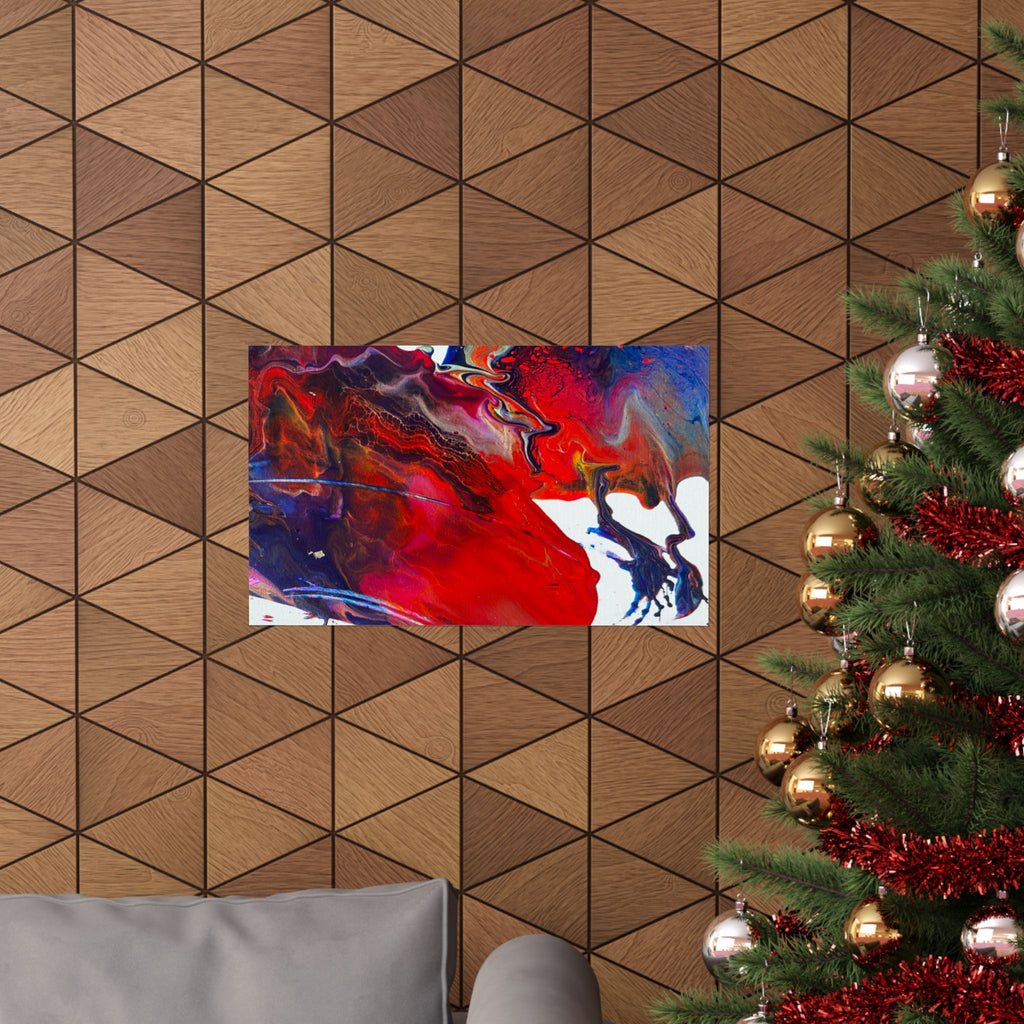 Abstract Red & Blue Matte Poster Universe Horizontal Modern Art Print