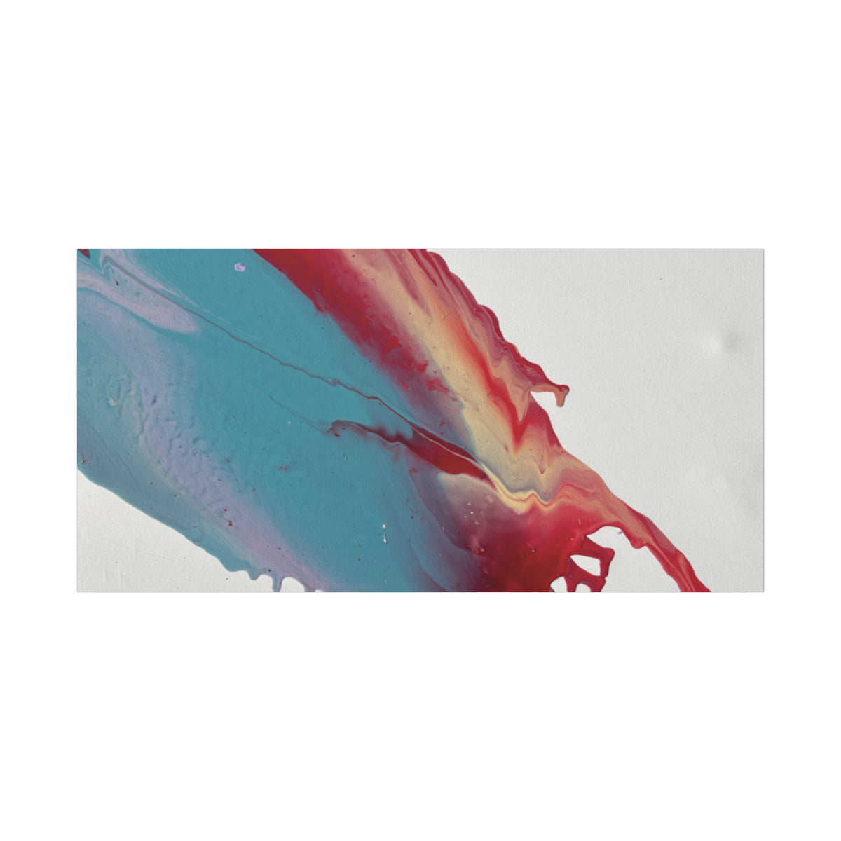 Ceiling Abstract Drip Matte Canvas Print (Blue & Red Fluid Art)