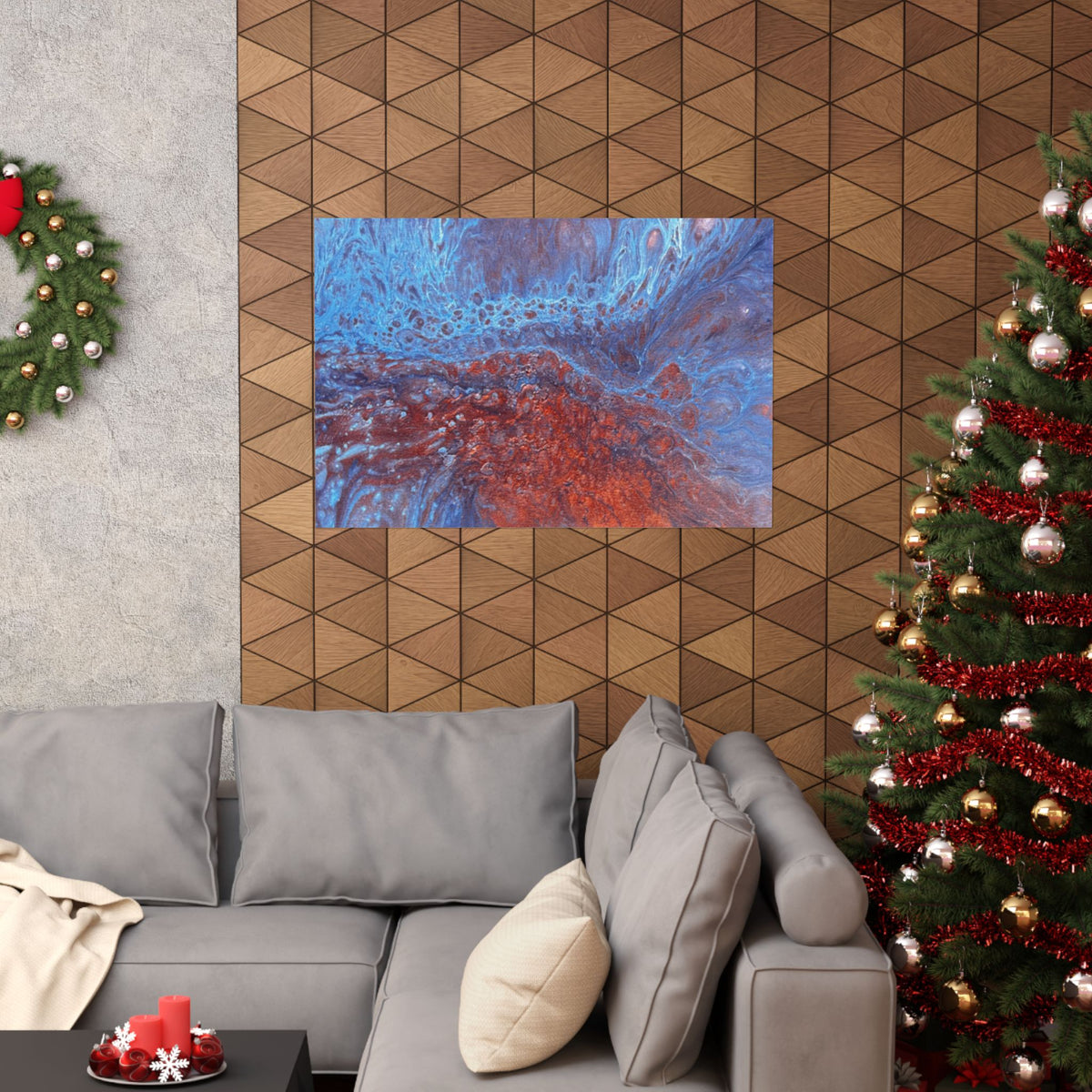 WAVE Abstract Oceanic Pour Art Matte Horizontal Poster
