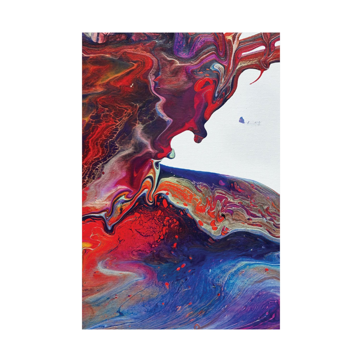 Abstract Fluid Art Matte Poster Universe Vertical Red & Blue Wall Art