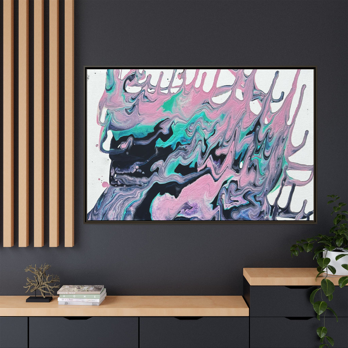Abstract Pastel Drip Canvas Print (Framed)