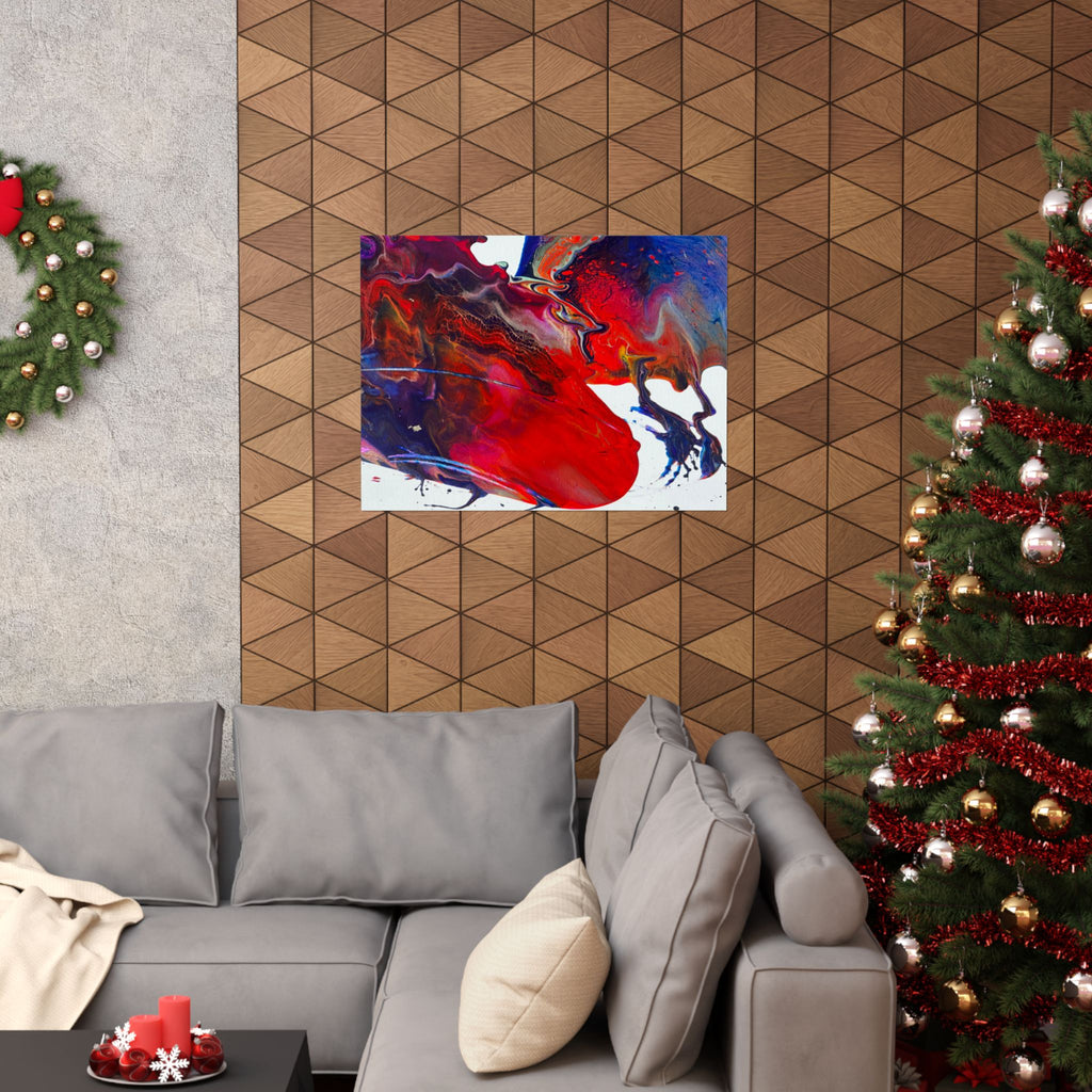 Abstract Red & Blue Matte Poster Universe Horizontal Modern Art Print