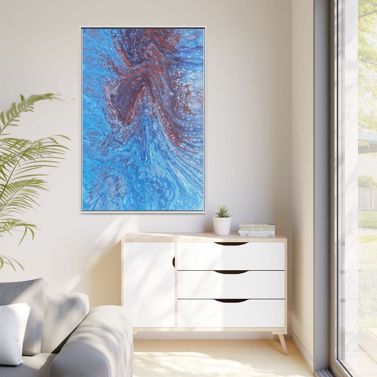 Abstract Blue Fluid Art Matte Canvas