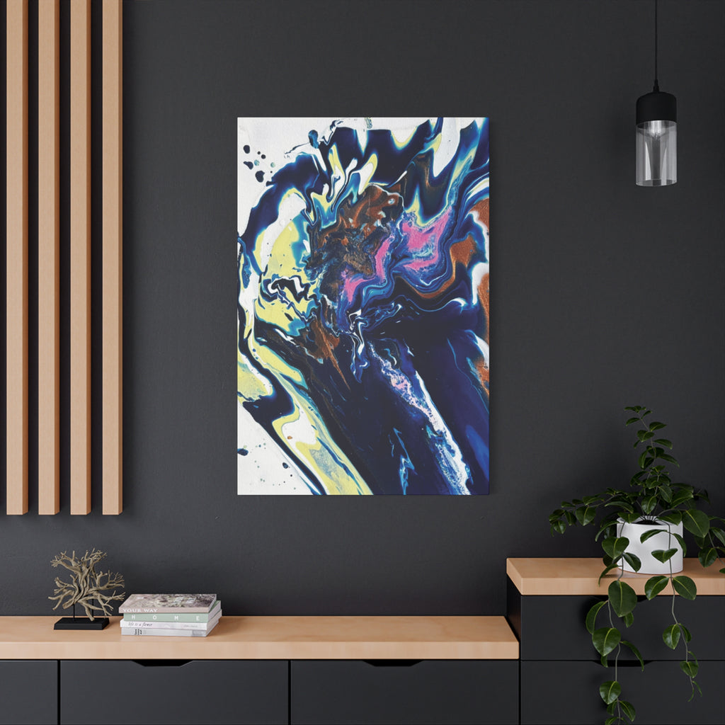 Change Abstract Blue Fluid Art Matte Canvas Print (Stretched Wall Art)