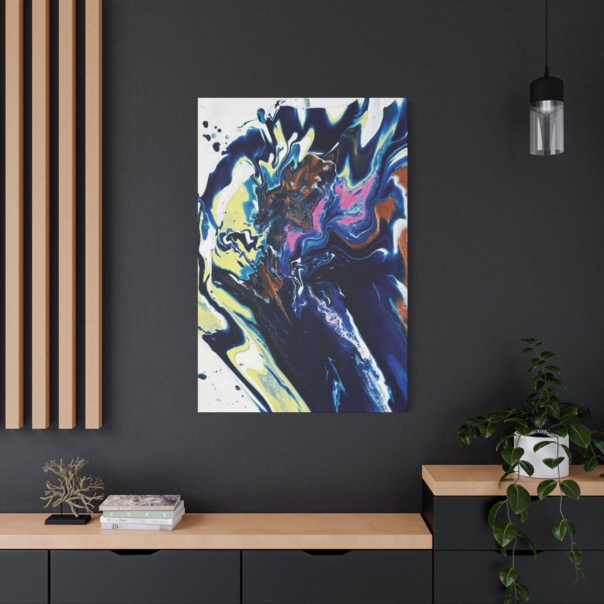 Change Abstract Blue Fluid Art Matte Canvas Print (Stretched Wall Art)