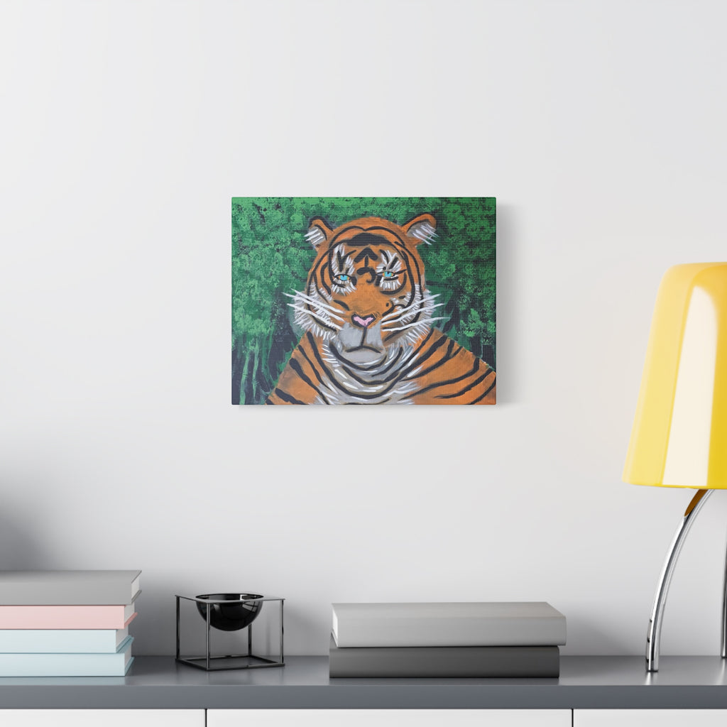 Tiger Portrait Matte Canvas Wall Art Bold Jungle Tiger Painting on Stretched Canvas