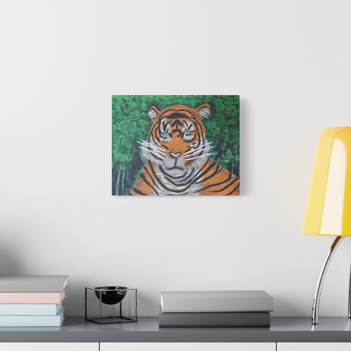 Tiger Portrait Matte Canvas Wall Art Bold Jungle Tiger Painting on Stretched Canvas