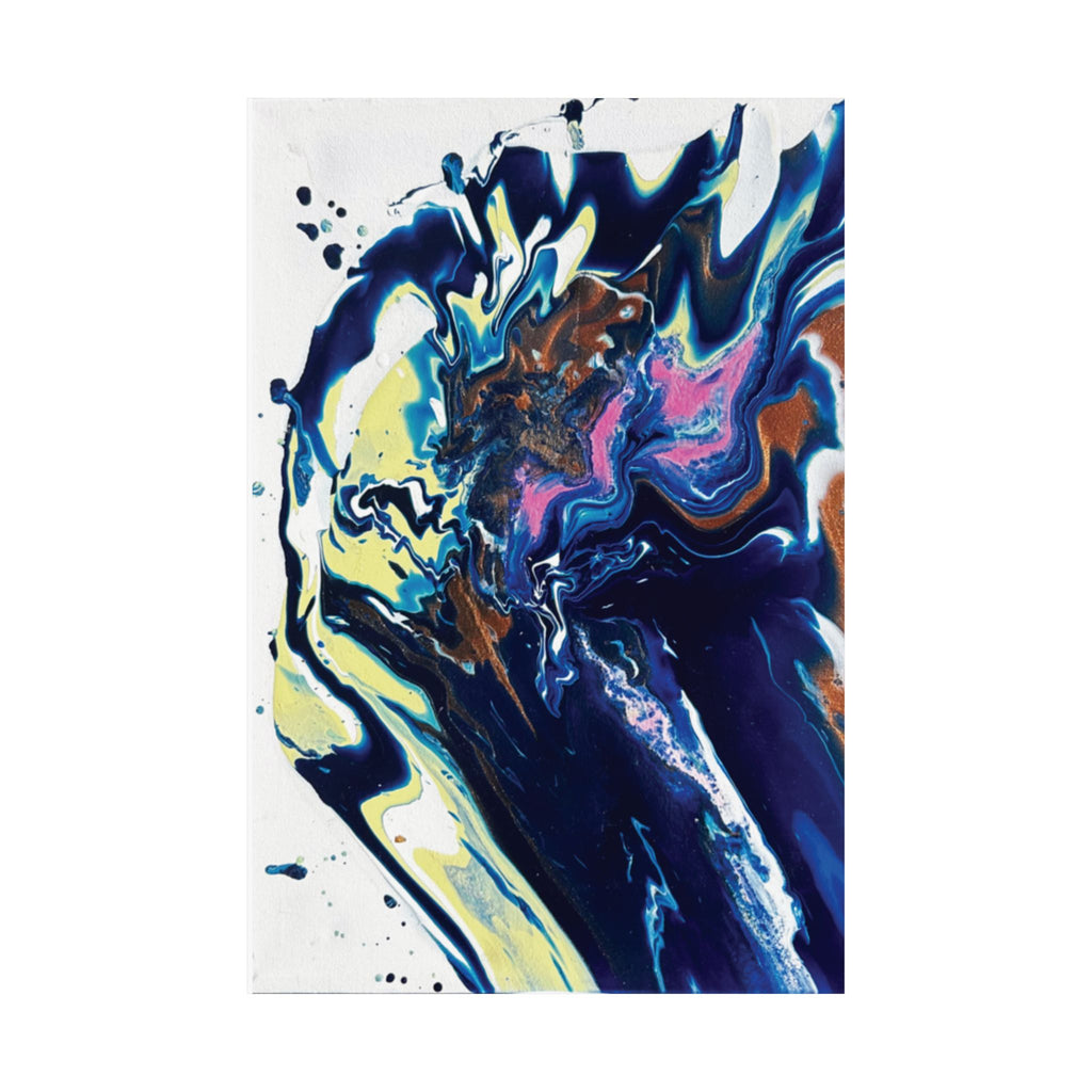 Change Abstract Blue Swirl Matte Poster (Vertical Fluid Art Wall Print)