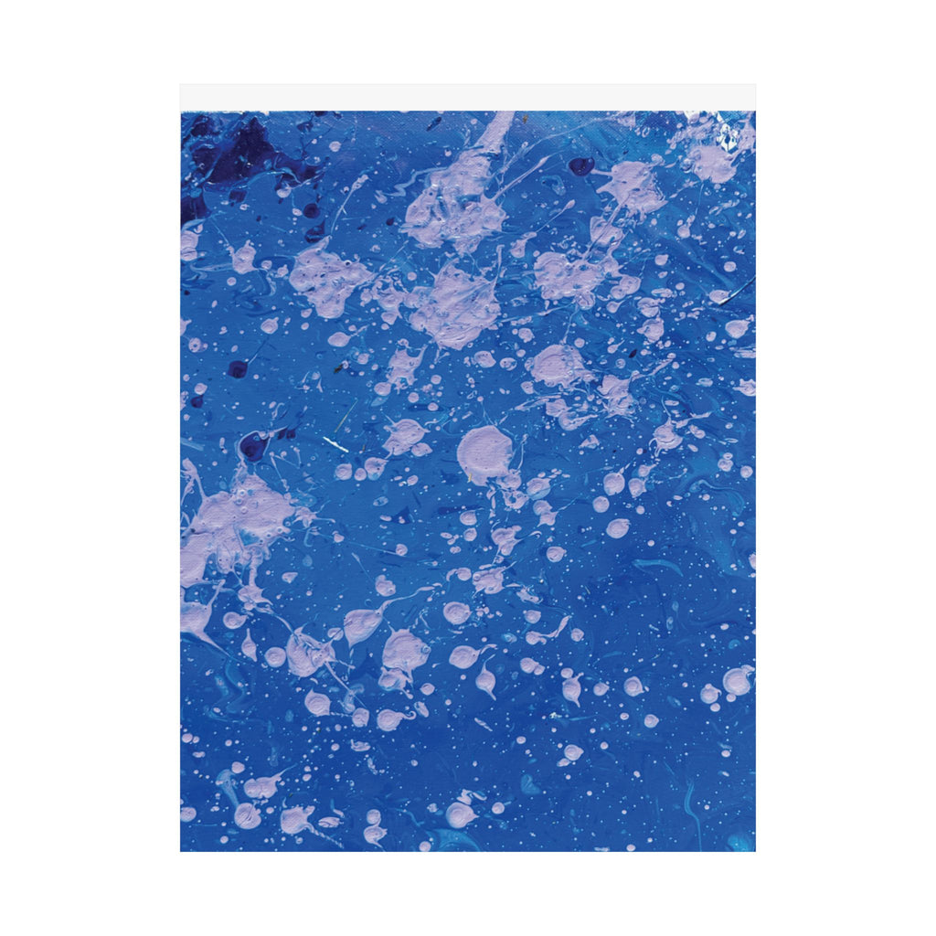 Abstract Blue Paint Splatter Matte Poster Dots Vertical Modern Wall Art