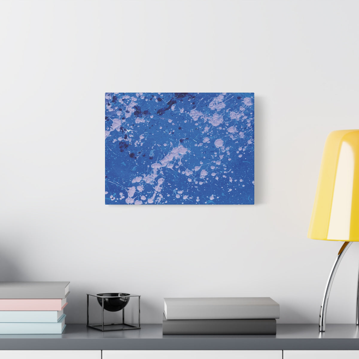 Blue Abstract Splatter Canvas Print  Dots (Matte Stretched 1.25")