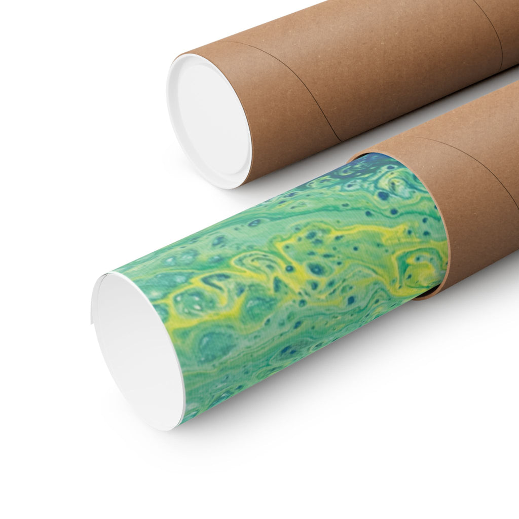 Moss Abstract Ocean Flow Matte Poster (Blue-Green Vertical Fluid Art)