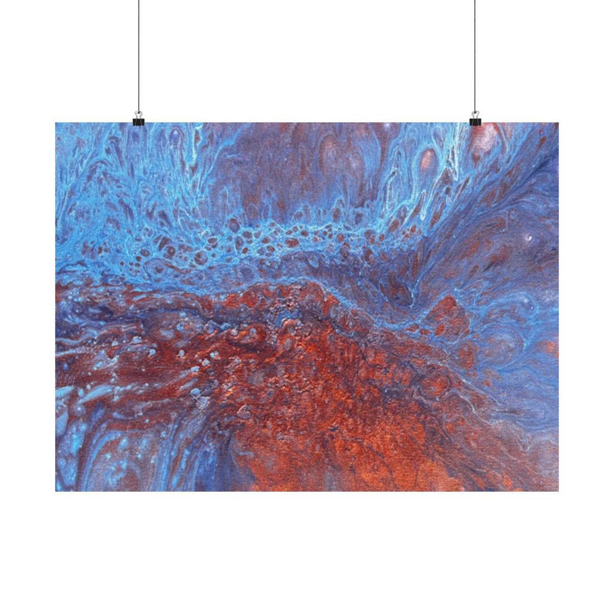 WAVE Abstract Oceanic Pour Art Matte Horizontal Poster