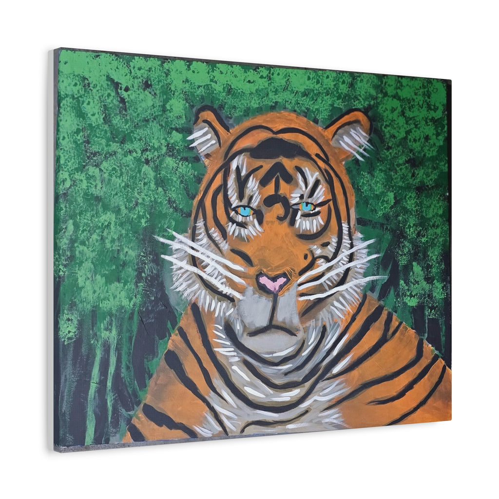 Tiger Portrait Matte Canvas Wall Art Bold Jungle Tiger Painting on Stretched Canvas