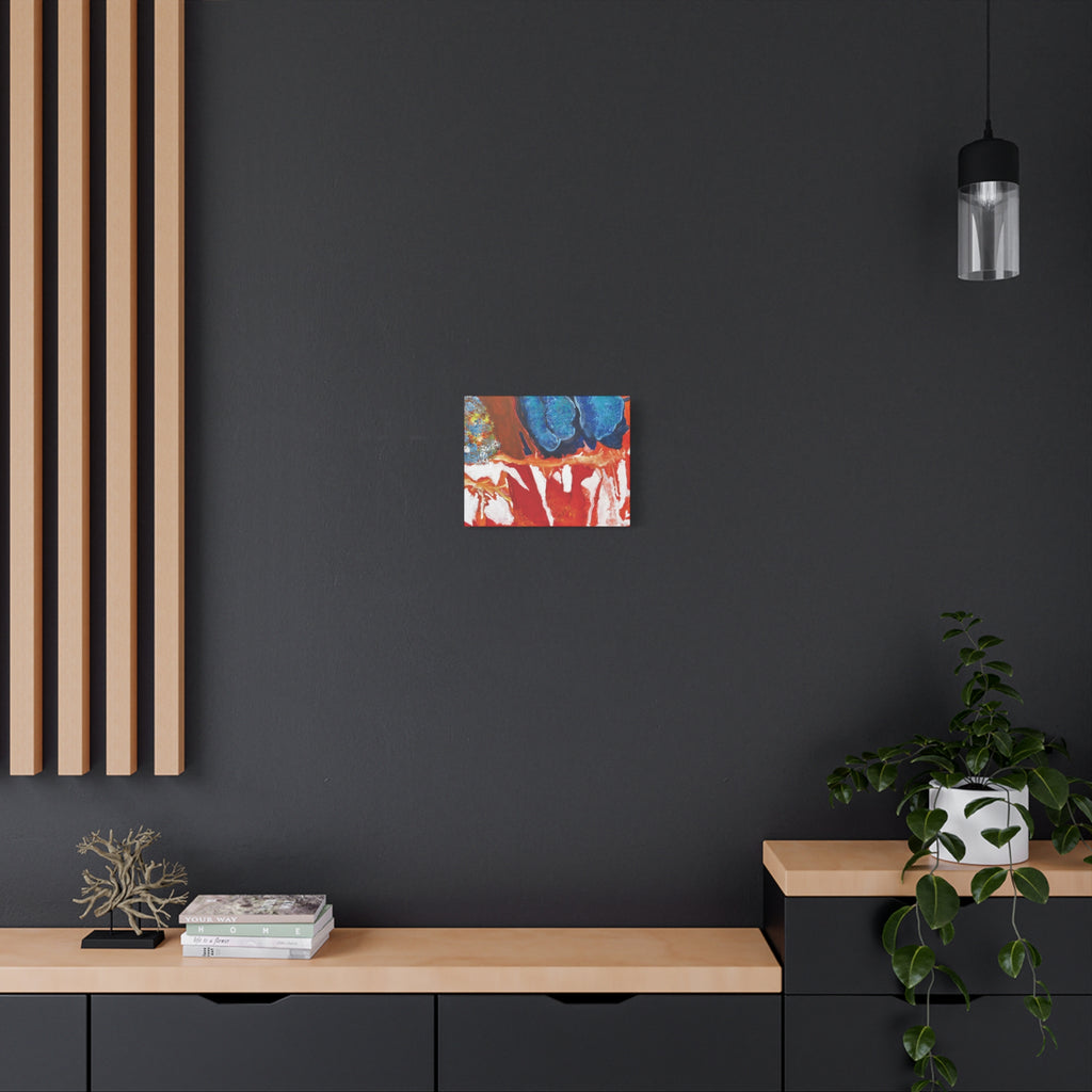 Abstract Red & Blue Matte Stretched Canvas Modern Expressionist Wall Art