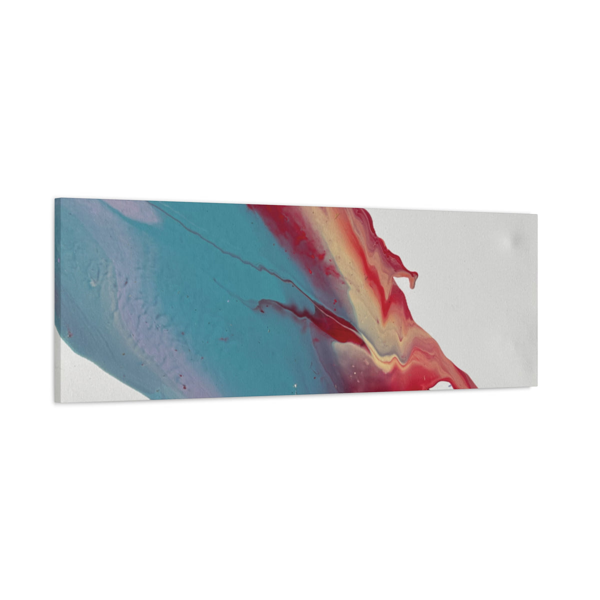 Ceiling Abstract Drip Matte Canvas Print (Blue & Red Fluid Art)