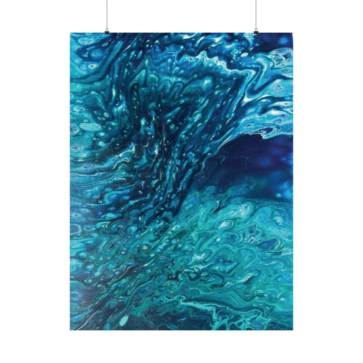 Ocean Abyss Matte Poster Abstract Teal Blue Wall Art