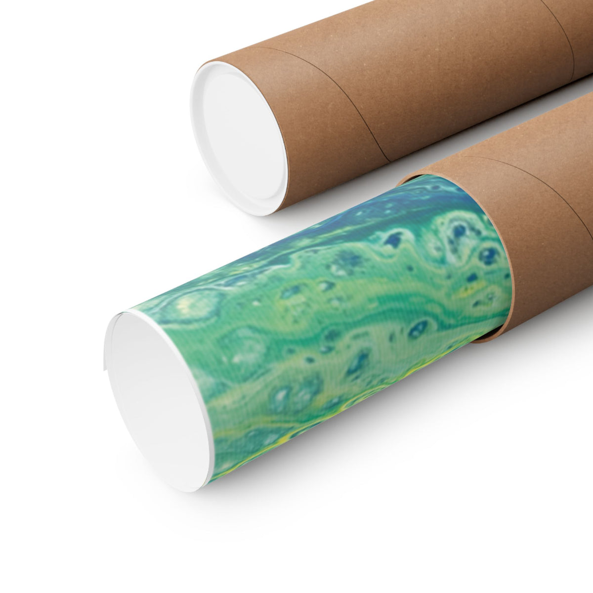 Moss Abstract Ocean Flow Matte Poster (Blue-Green Vertical Fluid Art)