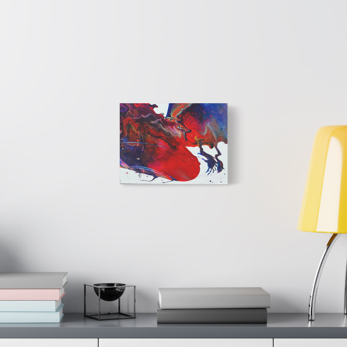 Abstract Red & Blue Fluid Art Canvas Print — Matte Stretched Wall Art