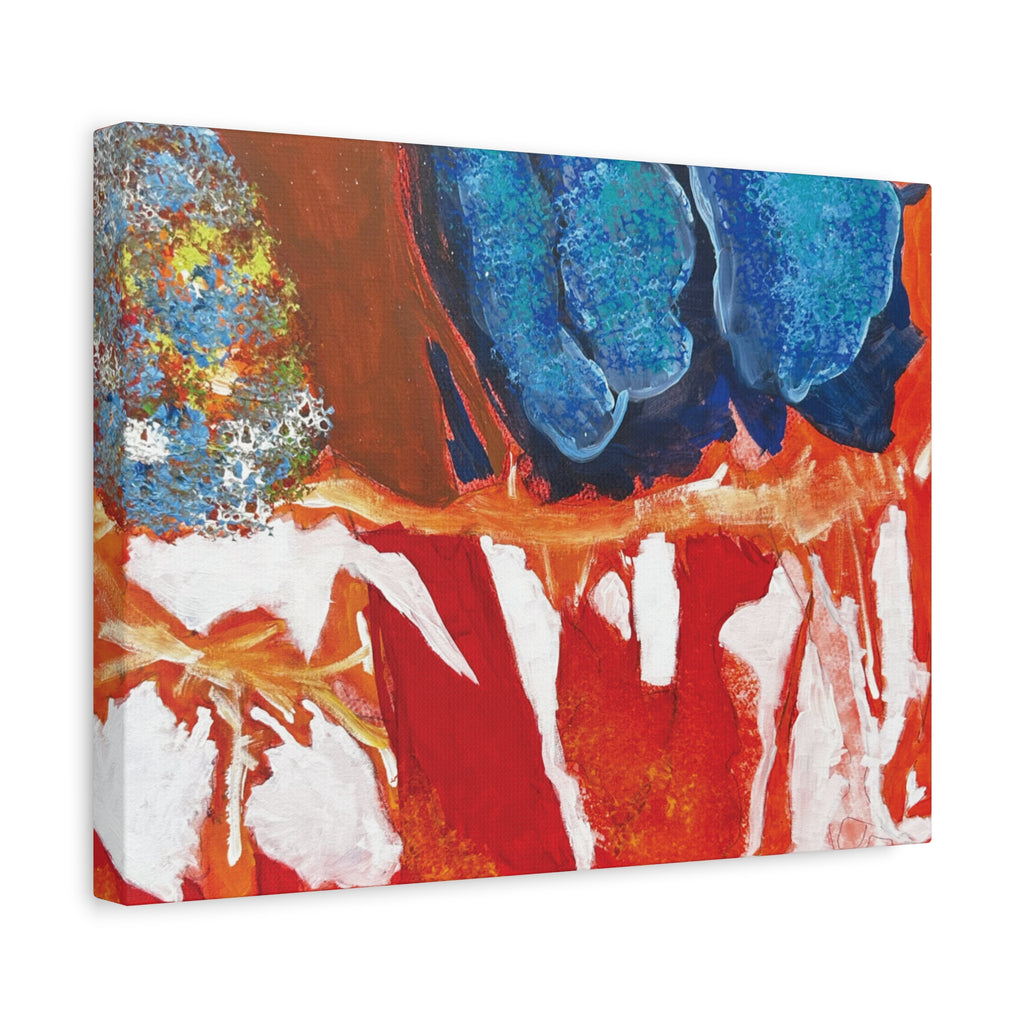 Abstract Red & Blue Matte Stretched Canvas Modern Expressionist Wall Art