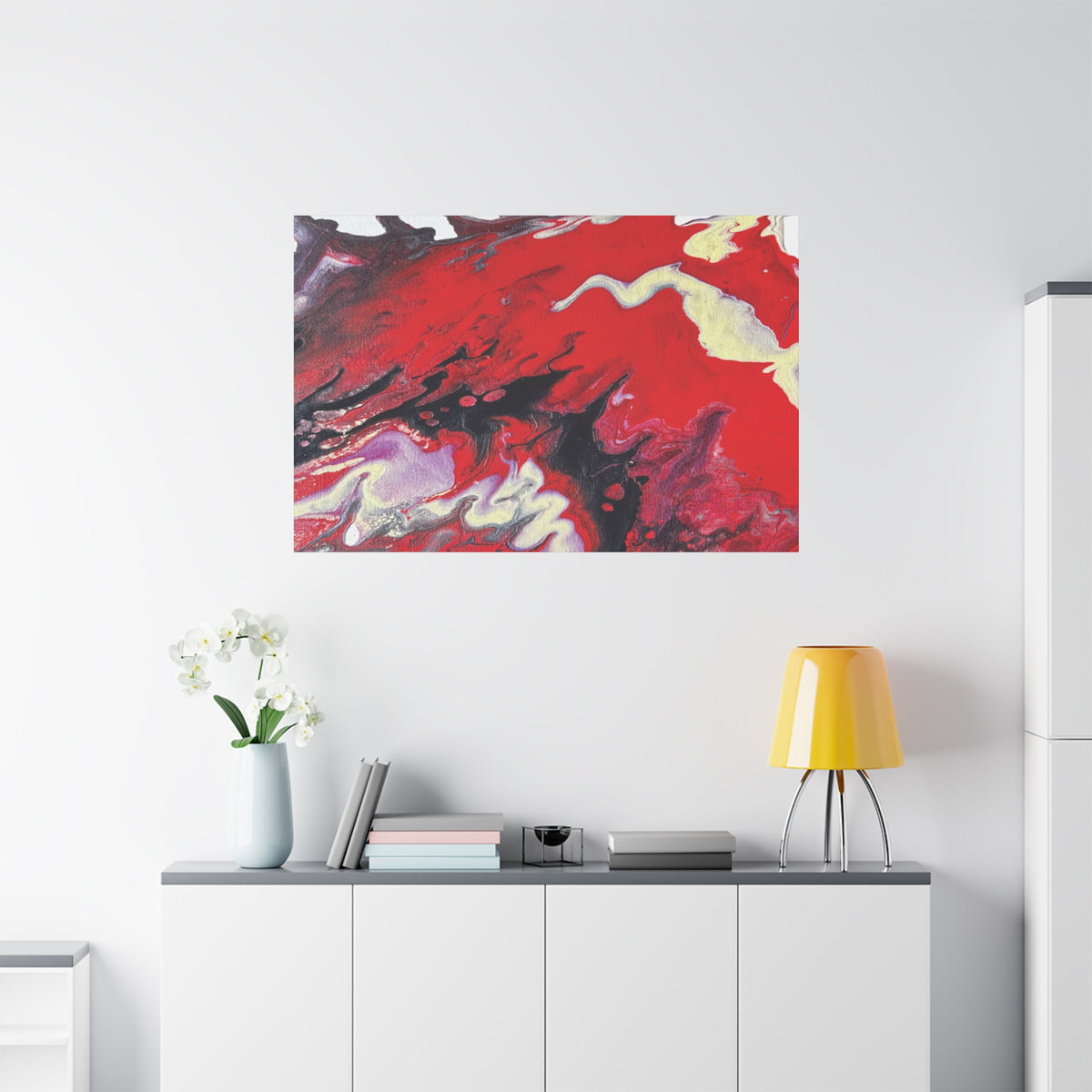 Power Abstract Red Fluid Art Canvas Print (Matte Stretched 1.25")