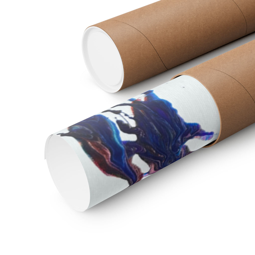 Abstract Red & Blue Matte Poster Universe Horizontal Modern Art Print