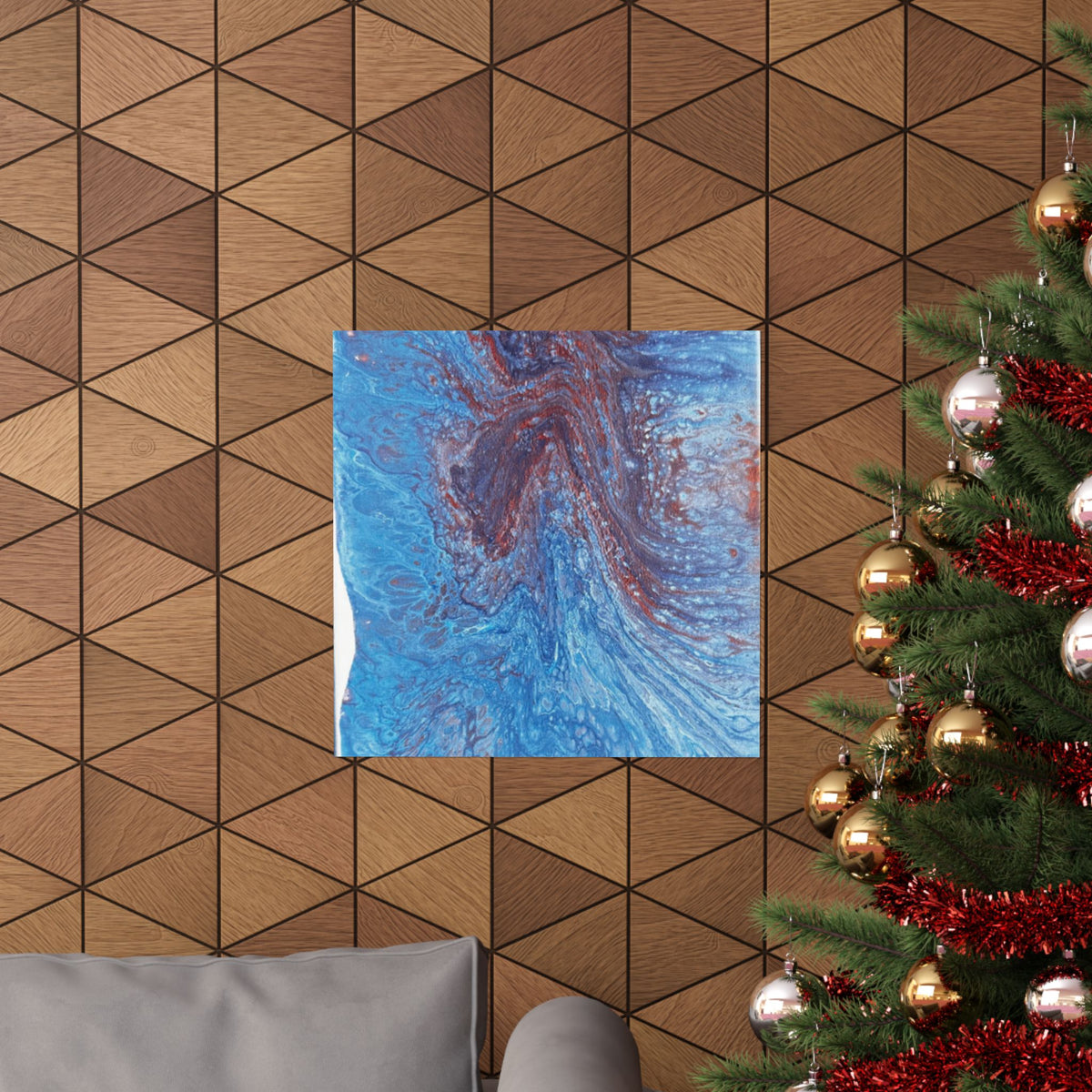 Abstract Blue Resin Art Poster Matte Vertical Wall Art