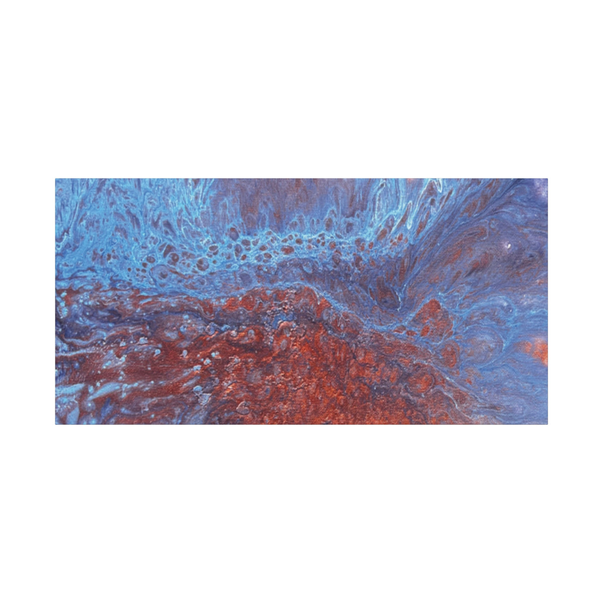 Abstract Blue & Rust Fluid Art Matte Canvas Wave Stretched Wall Art