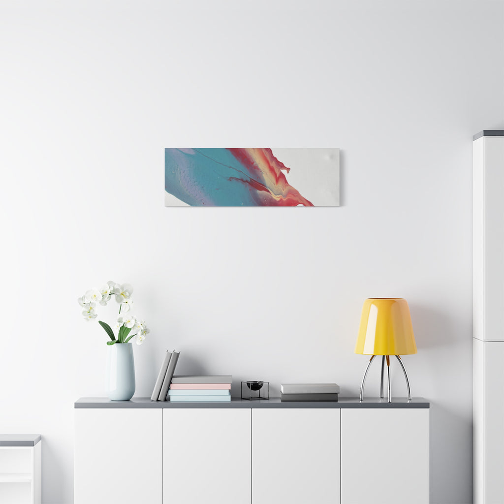 Ceiling Abstract Drip Matte Canvas Print (Blue & Red Fluid Art)