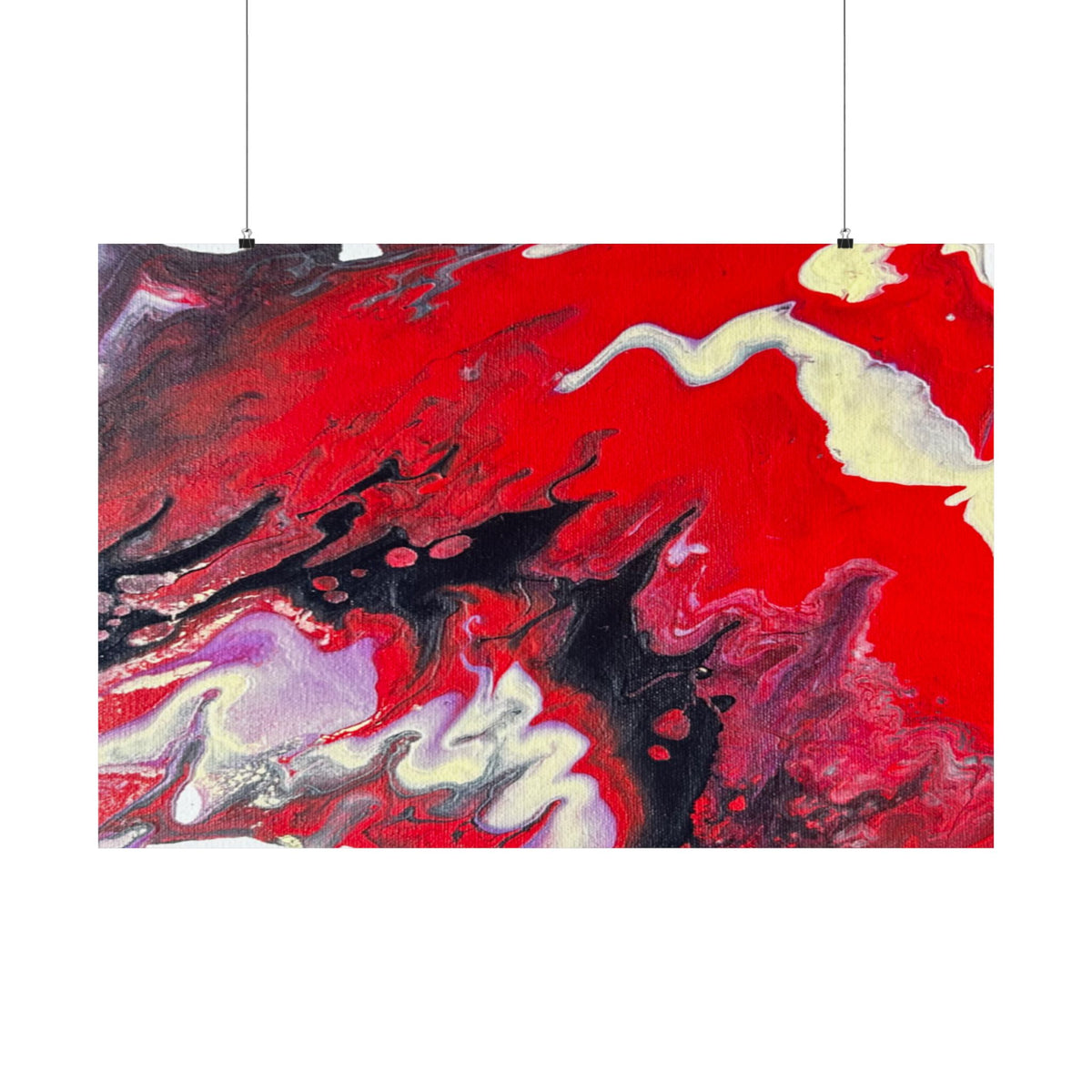 Power Abstract Red Fluid Art Matte Poster (Horizontal)