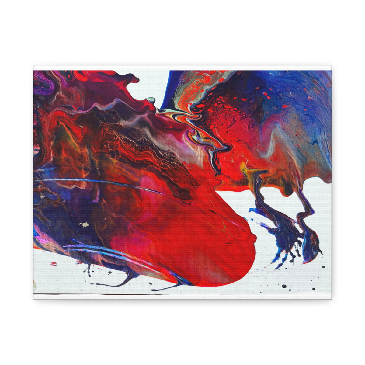 Abstract Red & Blue Fluid Art Canvas Print — Matte Stretched Wall Art