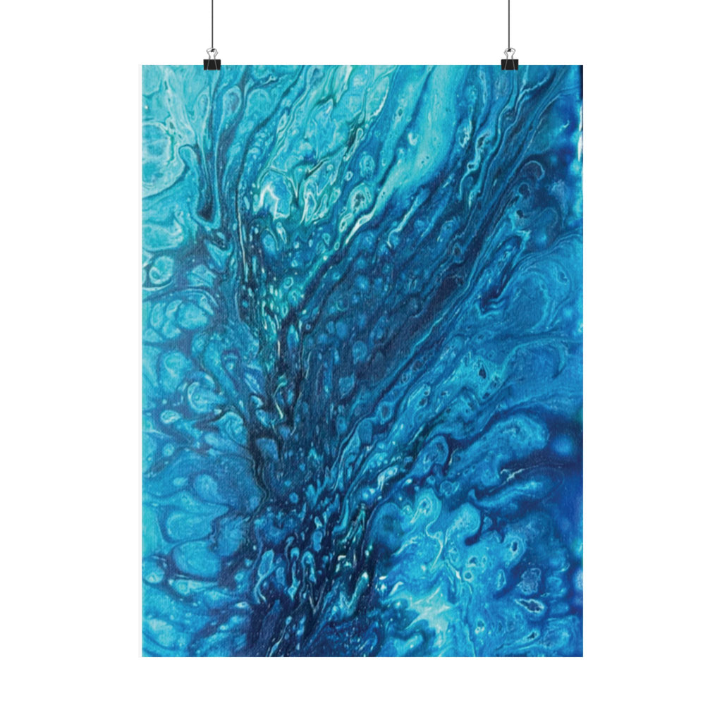 Abstract Ocean Blue Matte Poster Vertical Wall Art Print