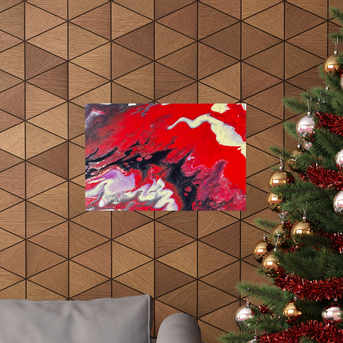 Power Abstract Red Fluid Art Matte Poster (Horizontal)