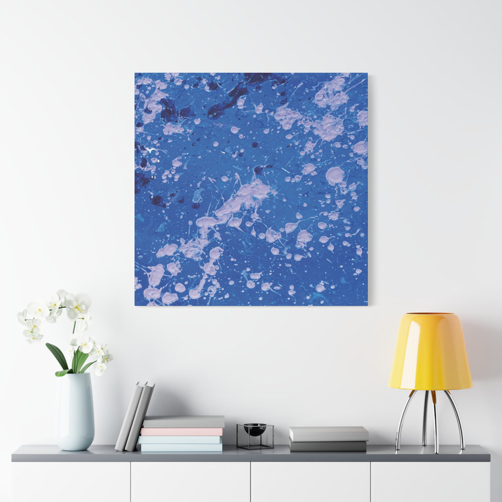 Blue Abstract Splatter Canvas Print  Dots (Matte Stretched 1.25")