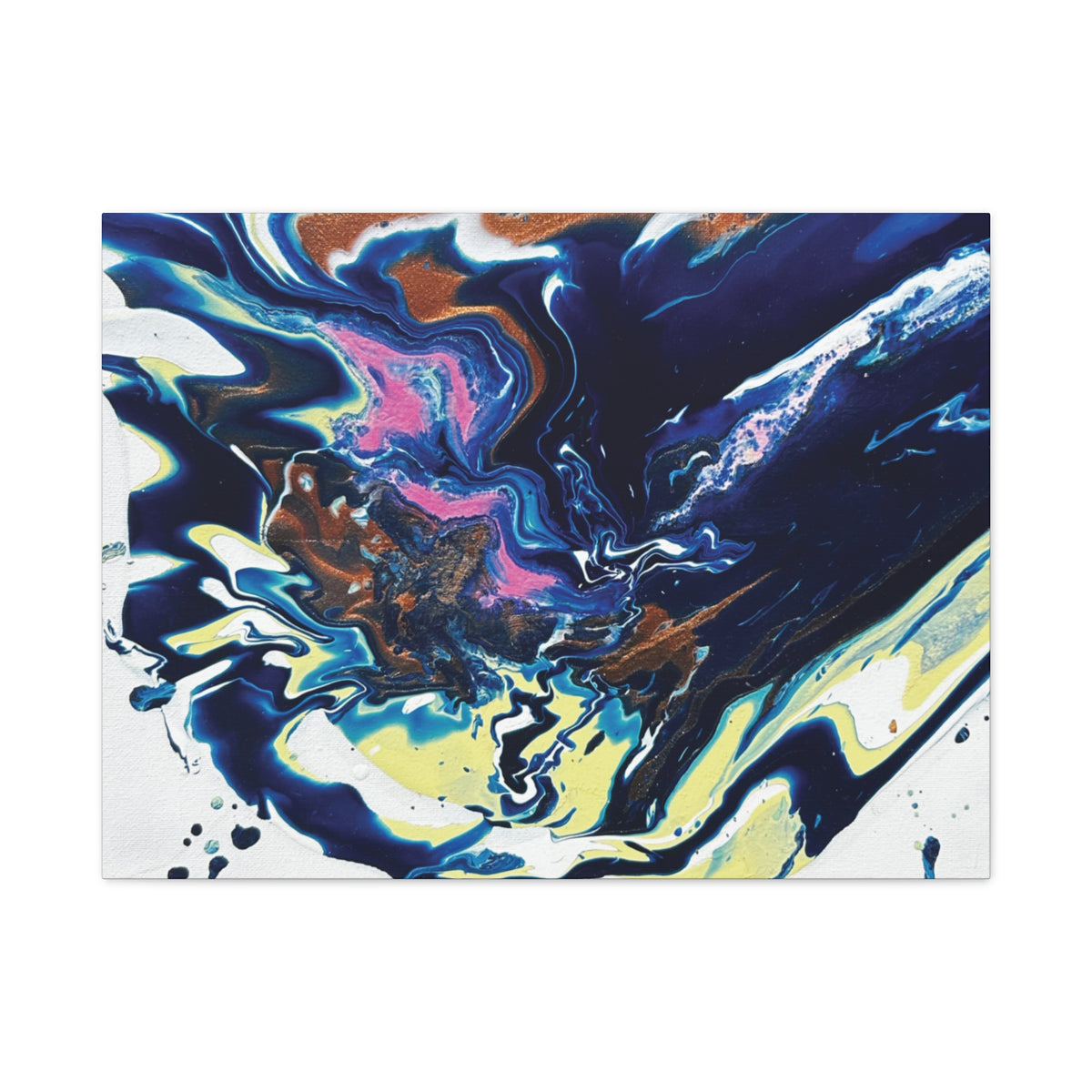 Change Abstract Blue Fluid Art Matte Canvas Print (Stretched Wall Art)