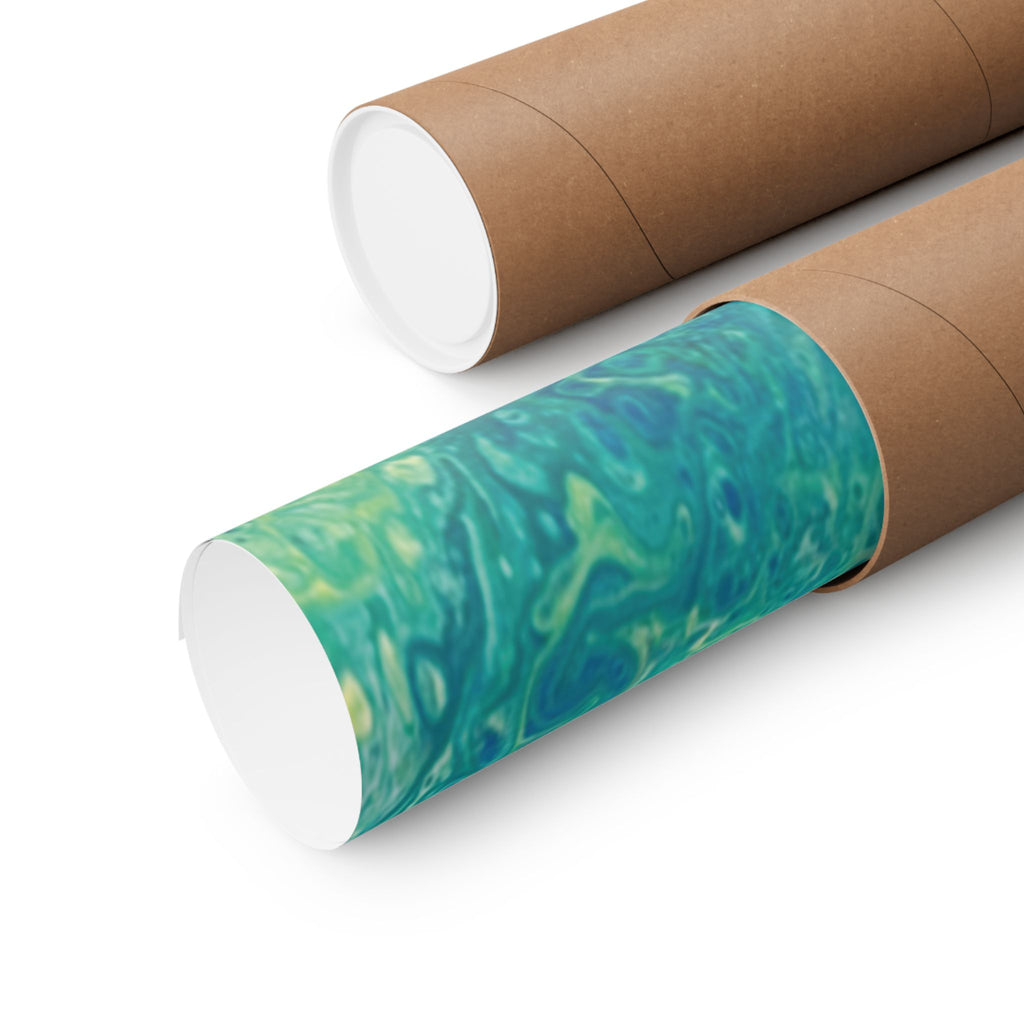 Abstract Ocean Blue Matte Poster Moss Turquoise Green Fluid Art