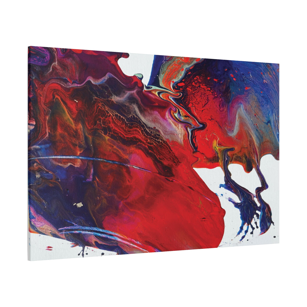 Abstract Red & Blue Fluid Art Matte Canvas Print Universe Stretched 1.25"