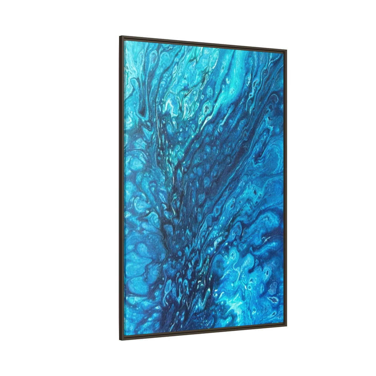 Blue Abstract Ocean Flow Matte Canvas Framed Wall Art