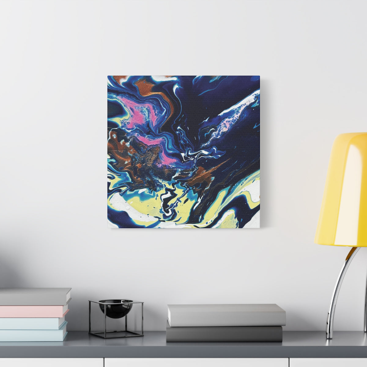 Change Abstract Blue Fluid Art Matte Canvas Print (Stretched Wall Art)
