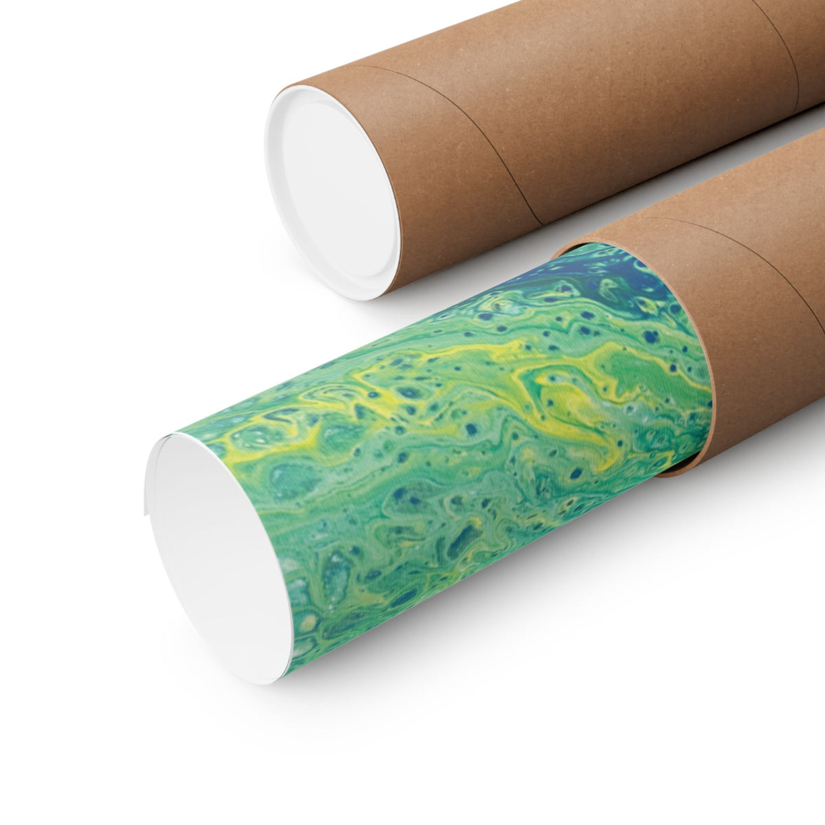 Moss Abstract Ocean Flow Matte Poster (Blue-Green Vertical Fluid Art)