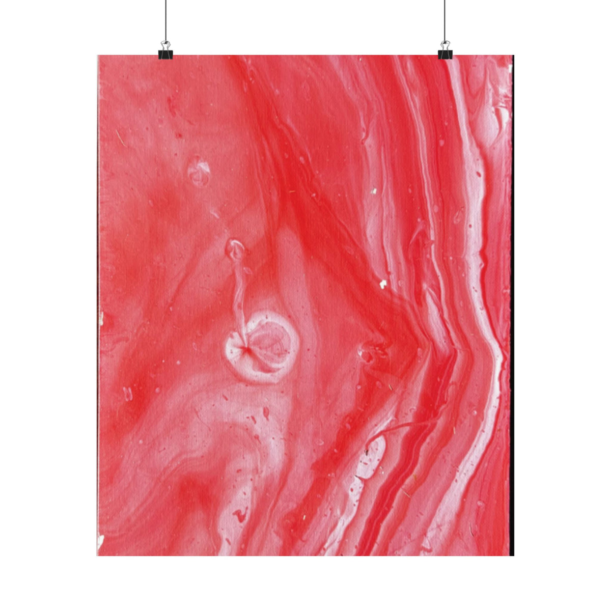 Red Marble Mars Matte Vertical Poster Abstract Red & Cream Wall Art
