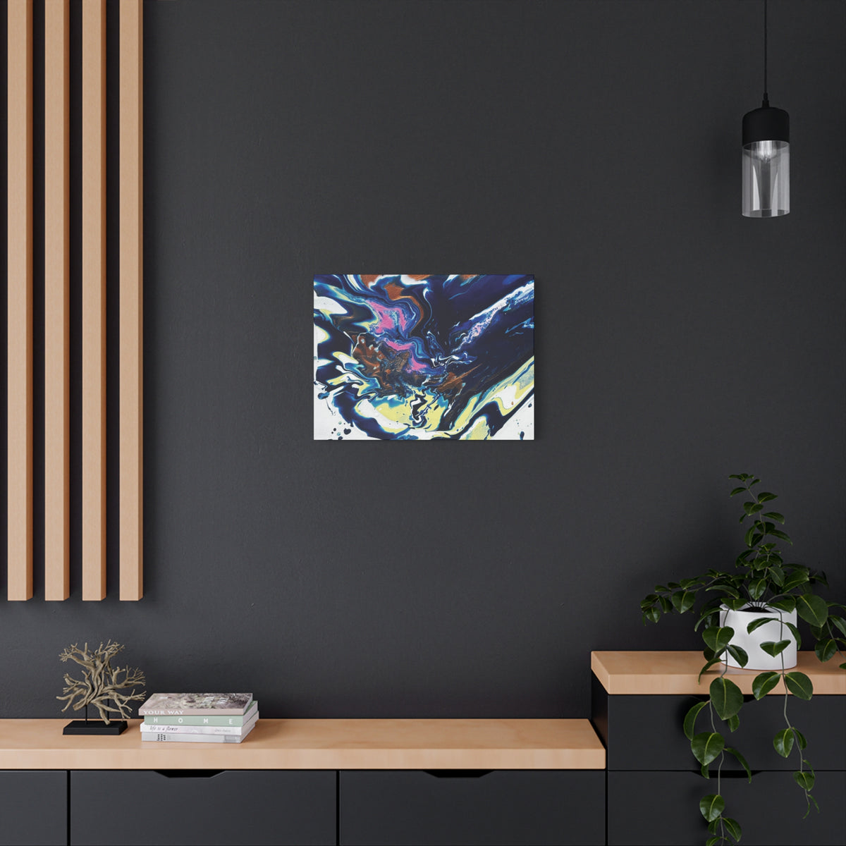 Change Abstract Blue Fluid Art Matte Canvas Print (Stretched Wall Art)