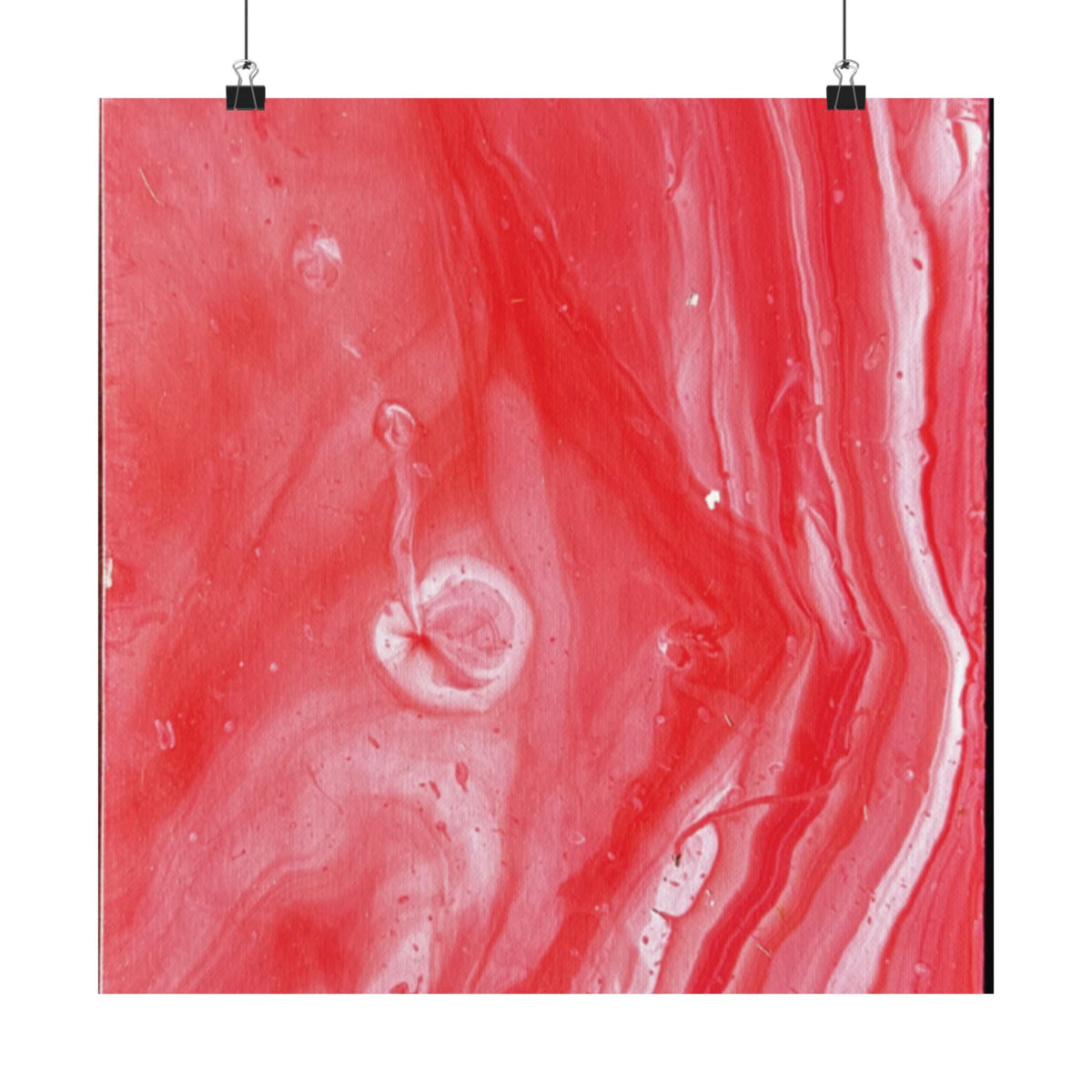 Red Marble Mars Matte Vertical Poster Abstract Red & Cream Wall Art