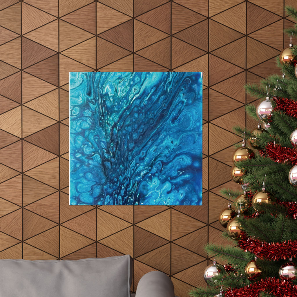 Abstract Ocean Blue Matte Poster Vertical Wall Art Print