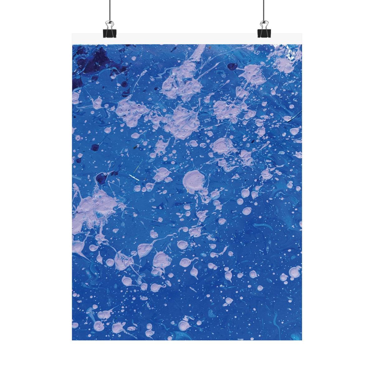 Abstract Blue Paint Splatter Matte Poster Dots Vertical Modern Wall Art