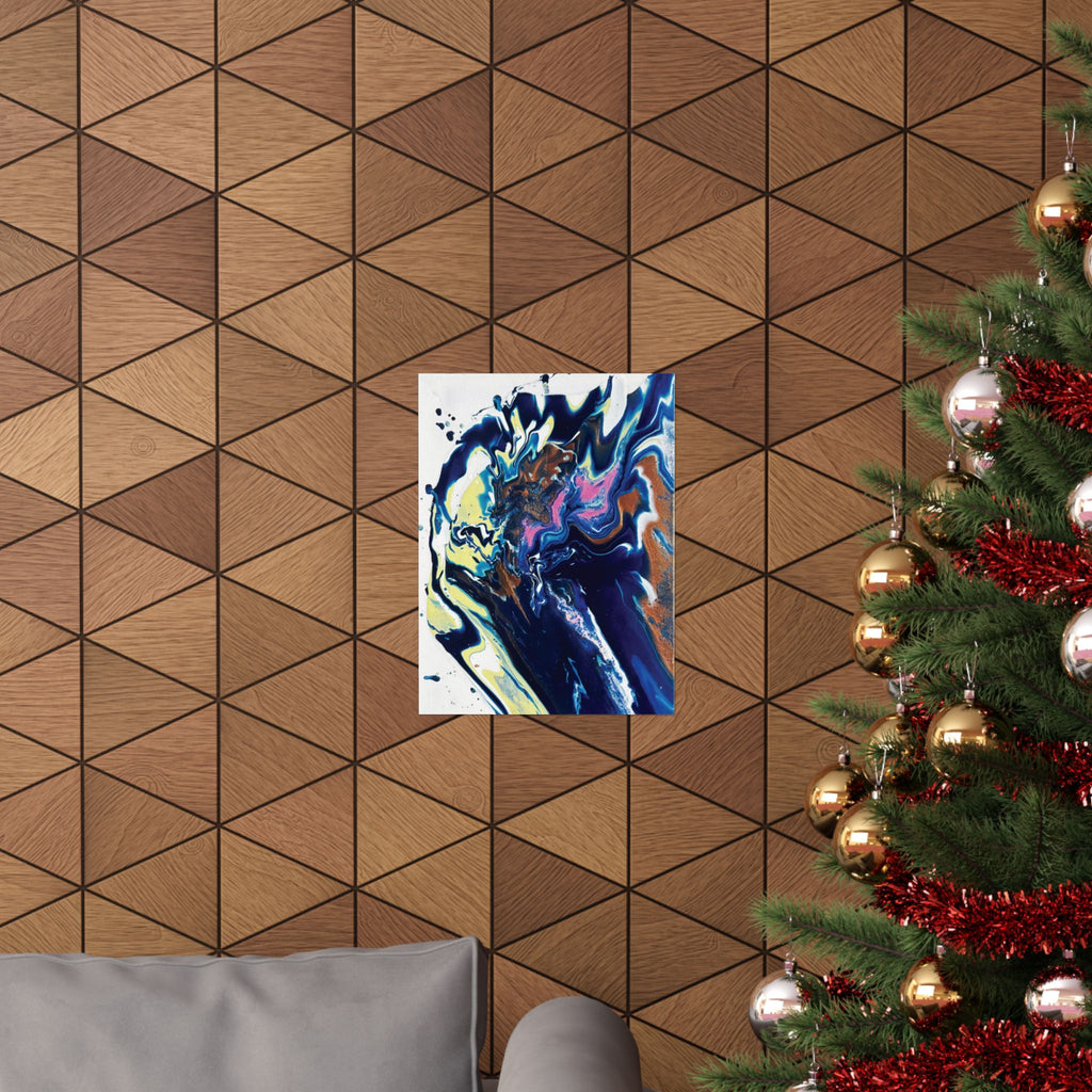 Change Abstract Blue Swirl Matte Poster (Vertical Fluid Art Wall Print)