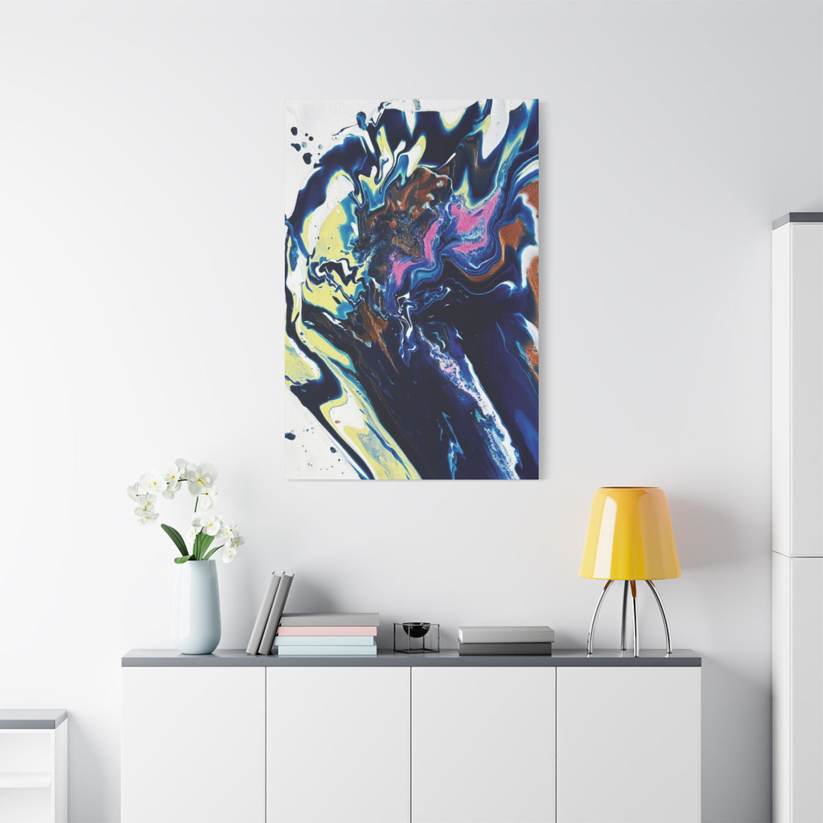 Change Abstract Blue Fluid Art Matte Canvas Print (Stretched Wall Art)