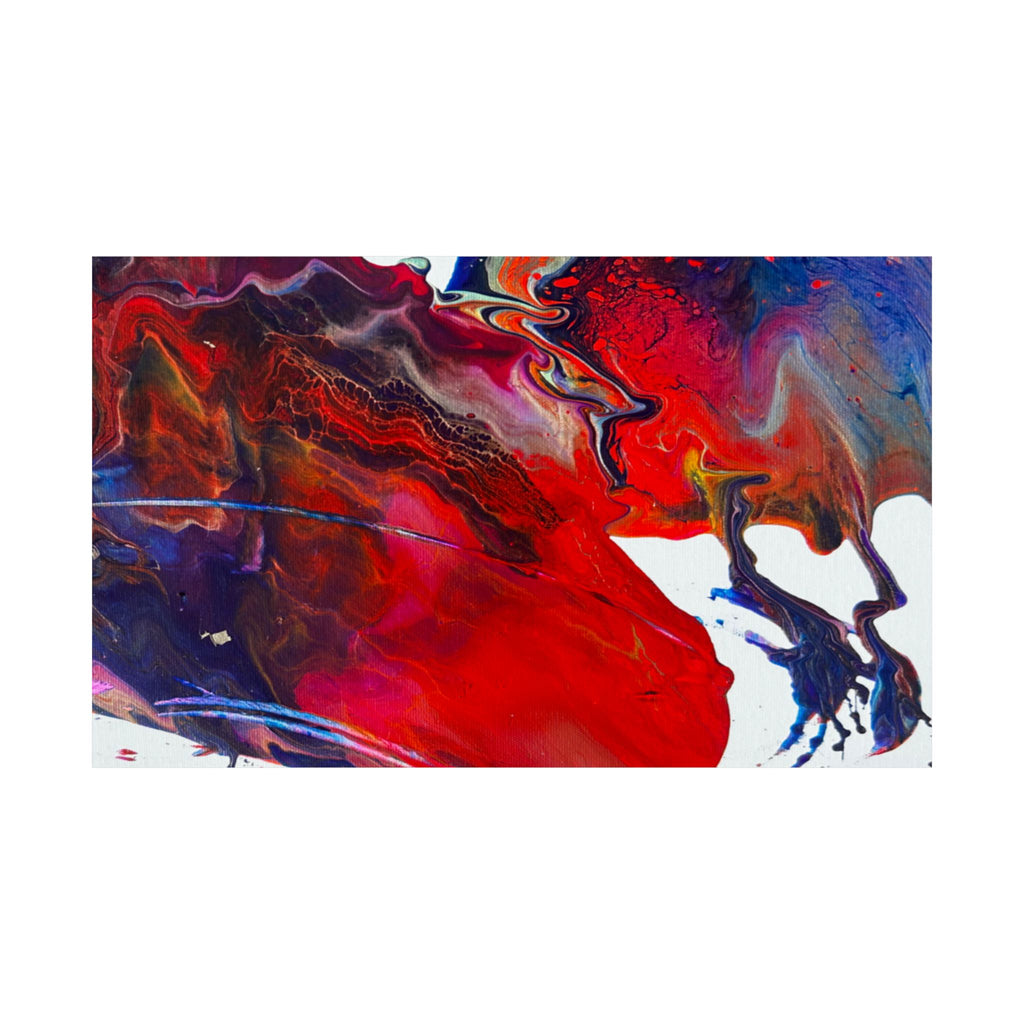 Abstract Red & Blue Matte Poster Universe Horizontal Modern Art Print