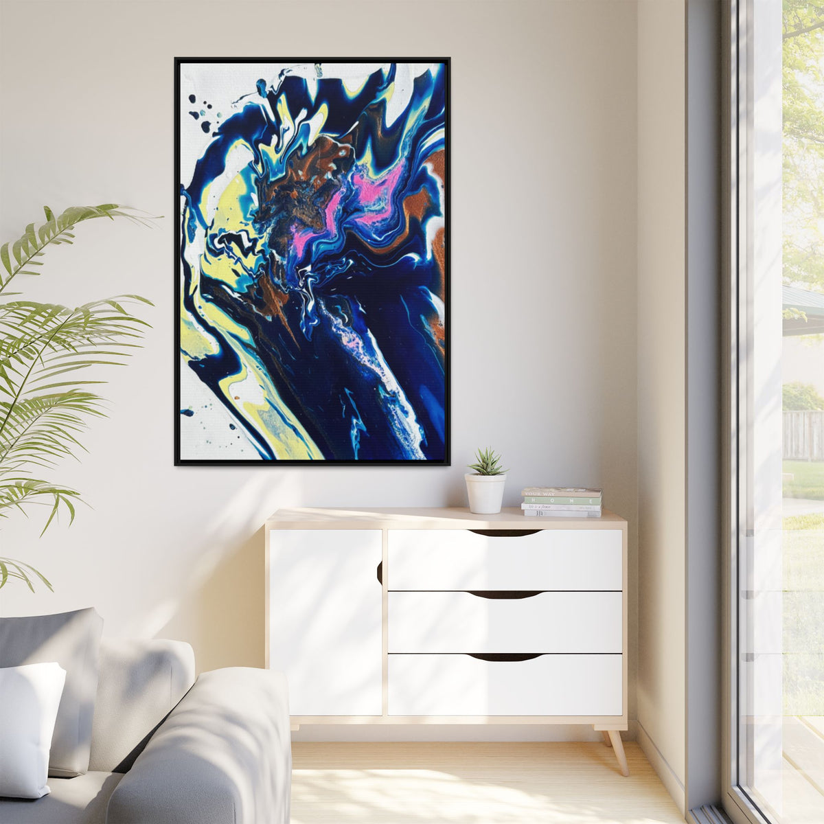 Abstract Ocean Swirl Matte Canvas Framed Art