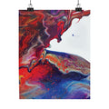 Abstract Fluid Art Matte Poster Universe Vertical Red & Blue Wall Art