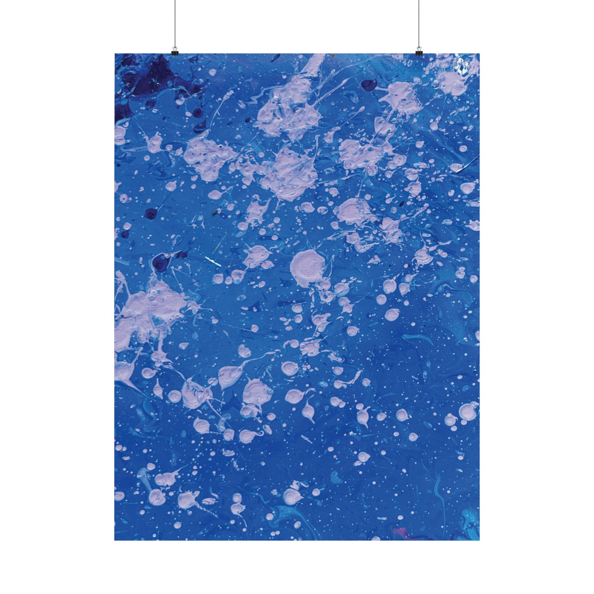 Abstract Blue Paint Splatter Matte Poster Dots Vertical Modern Wall Art